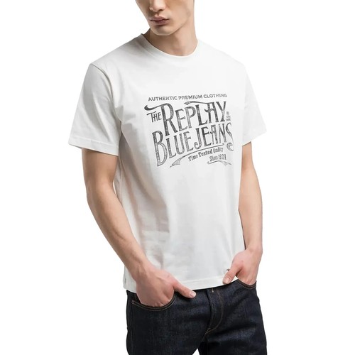 Replay T-Shirt - Mens Replay Royal Eagle Blue Jeans Chest Logo T-Shirt - BNWT - Picture 6 of 10