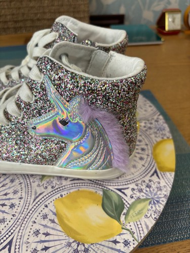 Next Ladies Hi Top Glittery Unicorn Trainers Sneakers Pumps Size Uk 6 EU 39 - Picture 3 of 11