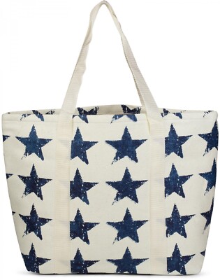 Strandtasche mit Sterne Muster Reißverschluss, Schultertasche