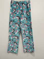 Girls Youth Colorful Teal Blue Pink Unicorn Rainbow Fleece Pajama Pant 10/12