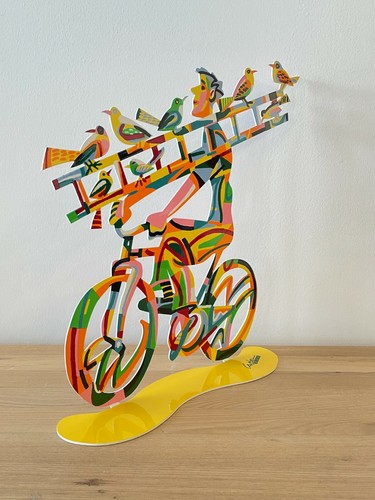 Pop art Metal Bicycle Riders " Ladder man " sculpture by DAVID GERSTEIN - Picture 2 of 8