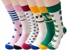 FUN Set of 6 FUNKY Mens Cotton Dress Socks Colorful AVOCADO LOVER Bold Designs