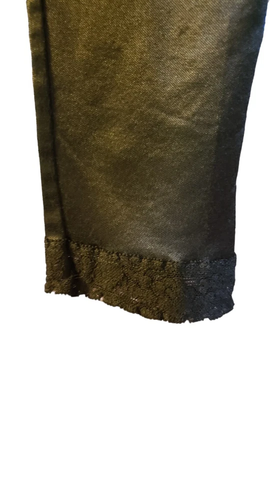 Leggings negros cálidos y sedosos talla pequeña lencería de encaje capa sin cordones cálido forro años 90 Foto 4 de 4