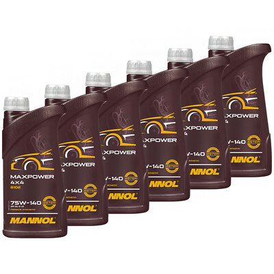 MANNOL Getriebeöl 6x 1 Liter Maxpower 4x4 75W140 API GL 5 LS JEEP KIA Schalt Oel