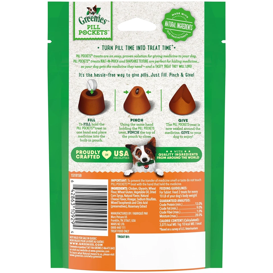 GREENIES Bolsillos para Pastillas Golosinas para Perros Sabor Queso Paquete de 30 Comprimidos Foto 2 de 4