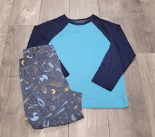 Boys Sonoma 2-Piece Pajama Set Long Sleeve Shirt/Pants Size Small Blue/Space