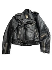 Vintage Bristol Golden Crown Women Black Leather Biker Jacket Size 38