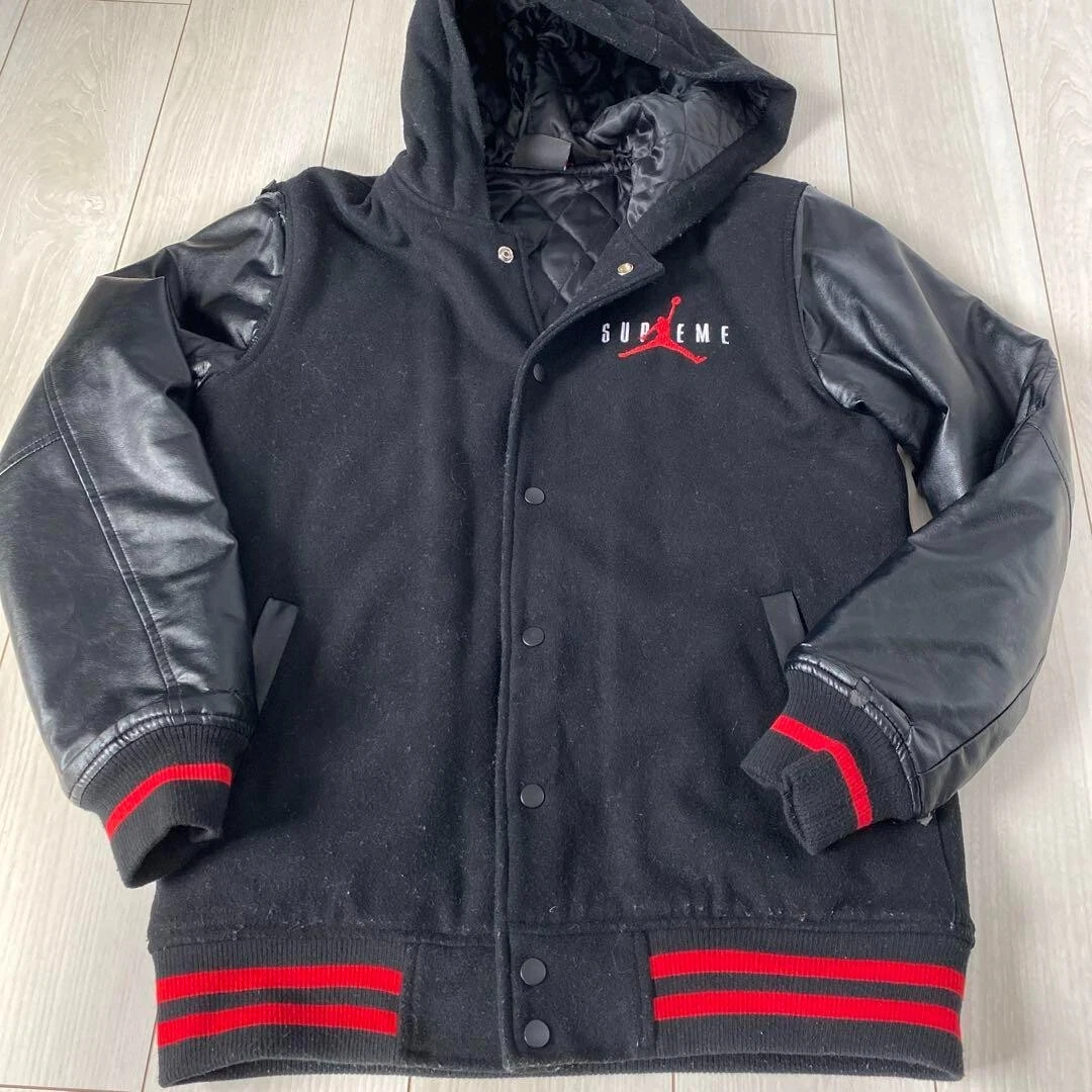 VESTE VINTAGE SUPREME x Michael JORDAN Collaboration CUIR NOIR taille M occasion