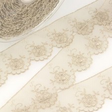 Stephanoise 35mm Valenciennes Lace Trim Ash - per metre