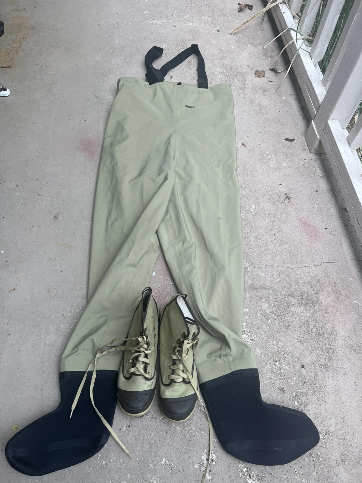 Hodgman Mens Nylon Chest Waders Tan & BOOTS Sz 10 Suspenders M Model W400-WAL