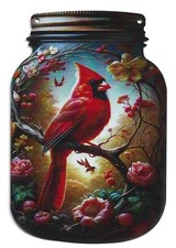 Beautiful Cardinal Bird Scene Suncatcher - Acrylic Window Hanging  Chain Kit