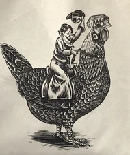 Wild Woman Riding Her Chicken Canvas Tote Bag NEW Reusable Grocery Shopping