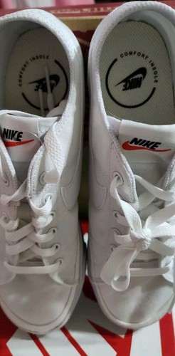 Nike Court Legacy Canvas CW6539-100 White Black Low Top Skate Sneaker 7.5M/9WNS - Picture 4 of 12