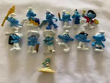 SMURFS FIGURES LOT OF 13 + McDONALD'S HAPPY MEAL TOYS - PEYO 3” PVC - 2011/2013