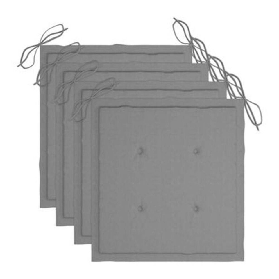 Outdoor Dining Chairs 3 Pcs With Grey Cushions Solid Acacia Wood eBay