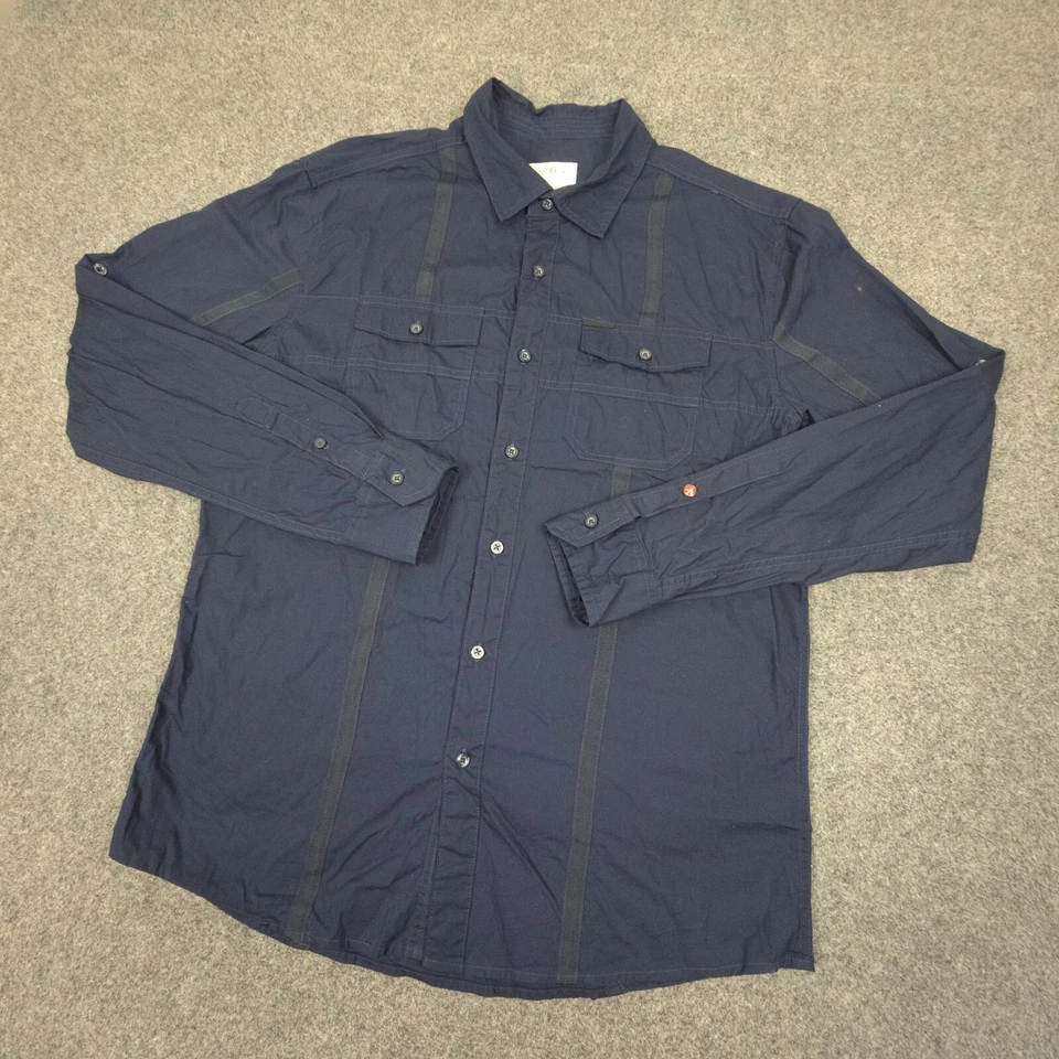 Marc Ecko Shirt Men LARGE Blue Long Sleeve Button Up cotton collared Size L - Image 3 of 4