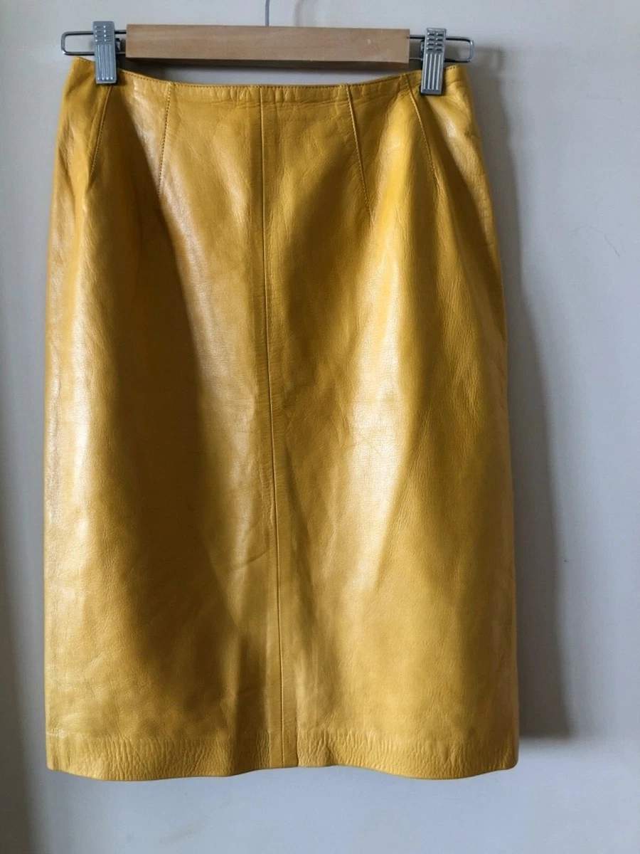 Mustard leather skirt cheap