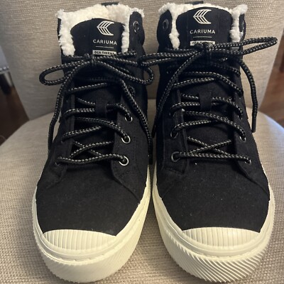 Cariuma OCA Therma High Sneaker Women's Black Vegan Suede Shearling  Comfort