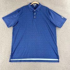 Peter Millar Summer Comfort Golf Polo Shirt Mens Size XL Blue Geo Short Sleeve
