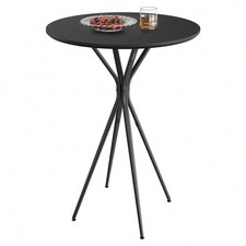 Round Bar Table High Pub Cocktail Table Metal Frame Modern 60x60x105cm