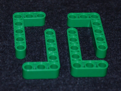(4) 3x5 Green ''L'' [00/0/0000] Thick Oval Beam Lego Technic Bricks - NEW Parts