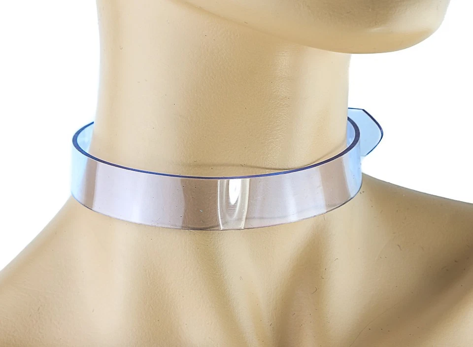Vinilo liso transparente o PVC esclavo Bdsm-gargantilla-puta-cuello-gargantilla-adulto-rizado Foto 2 de 4