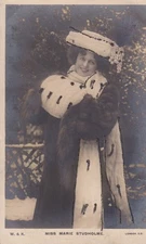B451 Novelty Glitter 1907 Edwardian British Actress Marie Studholme postcard