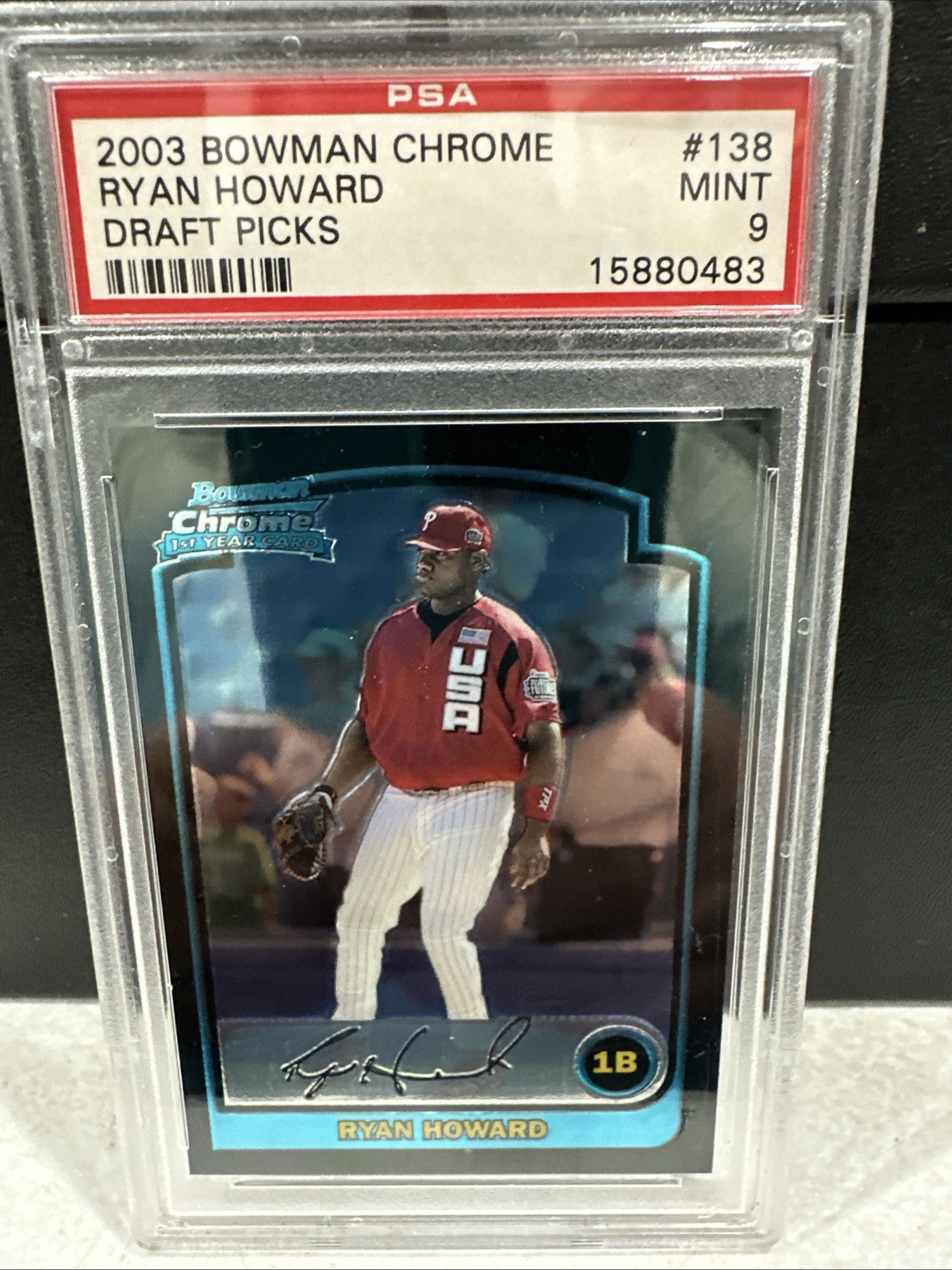 Ryan Howard - 2003 Bowman Draft Picks & Prospects -  BDP138 Chrome (RC) PSA 9 G3
