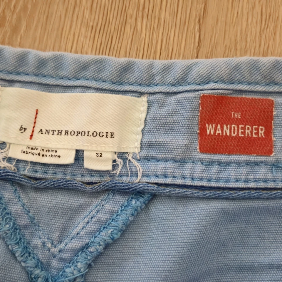 Pantalones Cortos Informales Anthropologie Azul The Wandered Botón Mosca Para Mujer 32 Foto 3 de 3