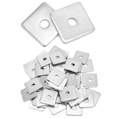 QWORK 50Pc 1/2'' ID x 2''x2'' Galvanized Square Washer Plate Carbon Steel