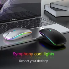 2.4GHz Bluetooth Wireless Optical Mouse USB Rechargeable RGB Mice for PC Laptop