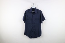 Vintage 70s Lee Mens Medium Distressed Workwear Mechanic Button Shirt Blue USA