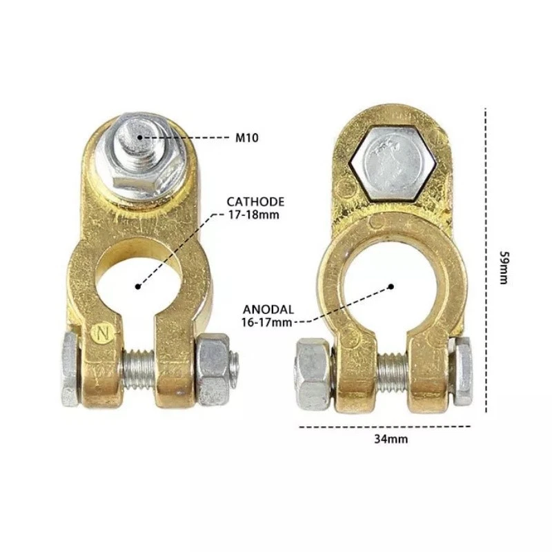 Juego de abrazaderas de terminal de batería de latón para automóvil 2x Foto 2 de 4