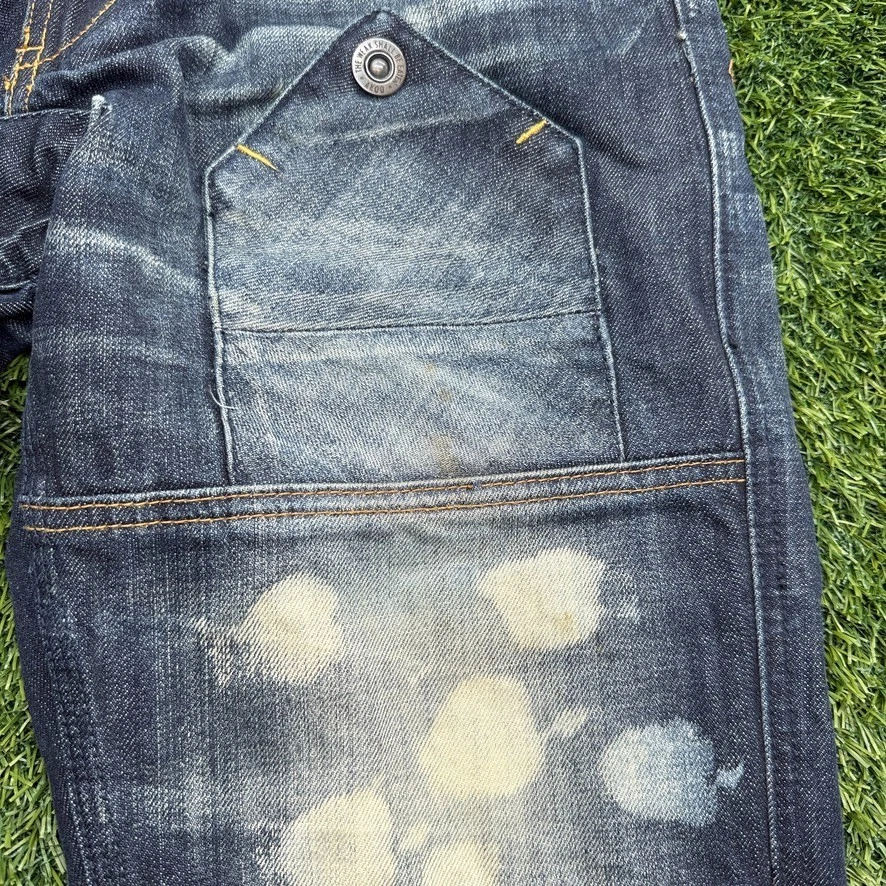 Pantalones de mezclilla azul para hombre Akoo 32x32 (se adapta a 30x32) bigotes desgastados Foto 4 de 4