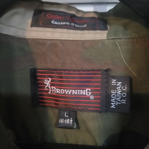 Browning Super Naturals Long Sleeve Camo Men's Large Cotton Blend 16-16.5 - Picture 3 of 5
