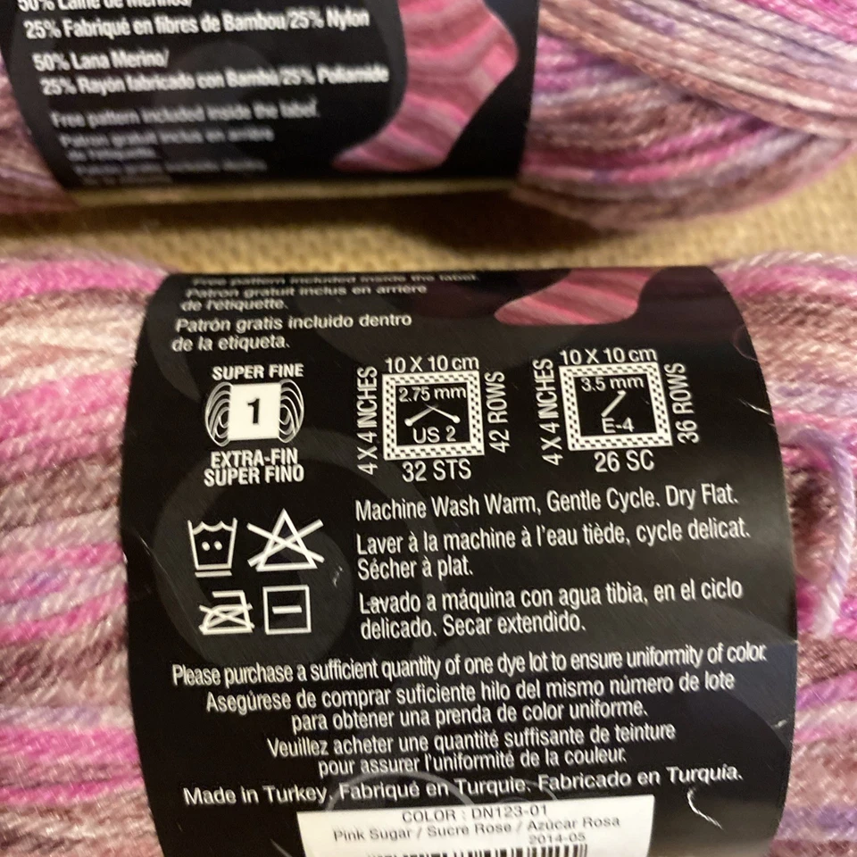 Premier Yarn Deborah Norville Serenity Sock Weight Violos/pink Sugar Lot of 6 - Image 3 of 4