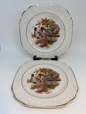 2 x Vintage Grouse Game Themed Tea Plates