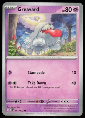 Greavard 065/132 Common Mega Evolution Pokemon Near Mint