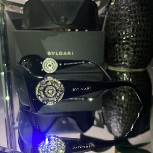 Bvlgari Sunglasses 8007-B Black Swarovski Crystal Limited Edition VERY RARE! - Picture 6 of 22