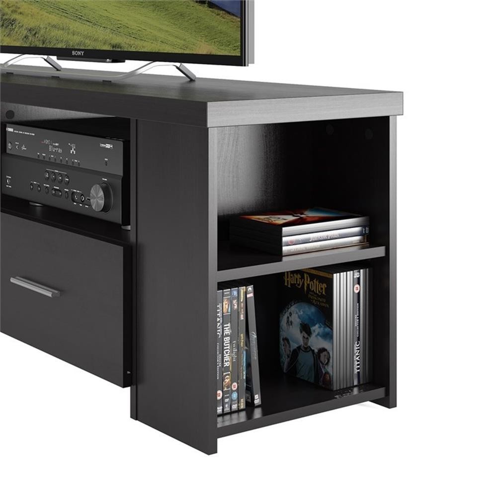 CorLiving Modern Black Engineered Wood TV Stand with Drawers for TVs up to 75"