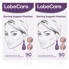 LobeCare - 180 90 x 2 Pack Clear Ear Lobe Support Patches for Earrings - Com...