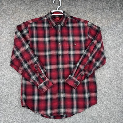 Arrow Button Down Shirt Mens Small Red Plaid Flannel Long Sleeve Outdoors