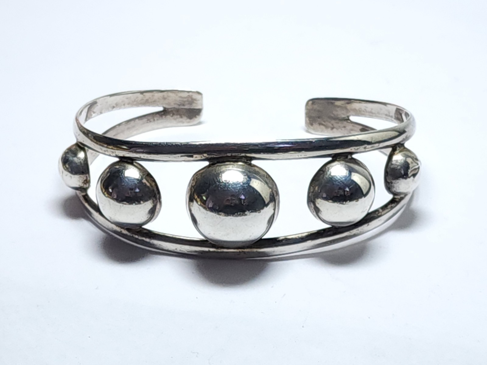 Taxco Sterling Round Domes Split Cuff Bracelet - image 1