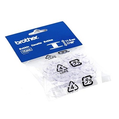 Brother Sewing and Embroidery Bobbins 10-Pack, SA156,Clear, 11.5 mm, Clear