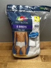 6 full cut briefs Large L 36-38 Inch Fruit Of The Loom white tag less G 91-97 CM