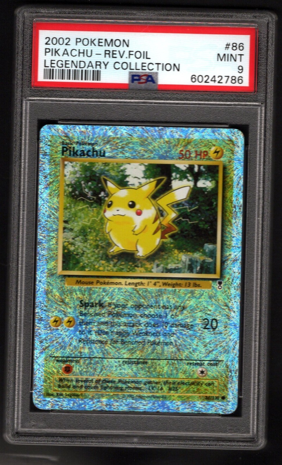 2002 Pokemon Legendary Collection Reverse Foil #86 Pikachu PSA 9 MINT