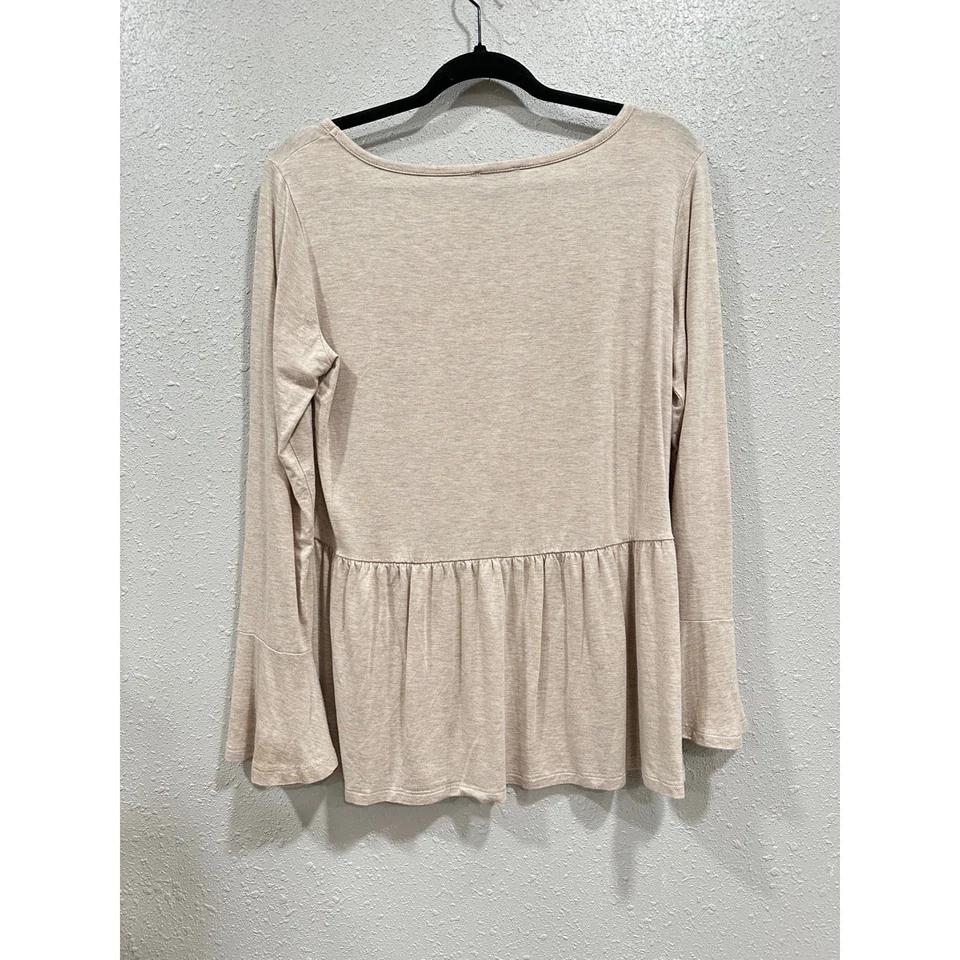 Cupio 女式长袖上衣,L 码,米色基本款束腰衬衫 — 第 2/4 张图片