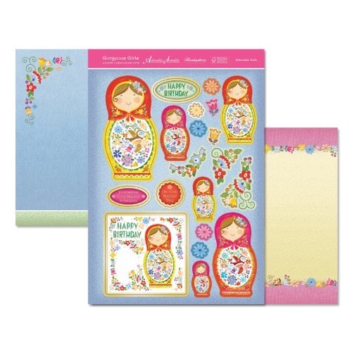 Hunkydory Russian Babushka Dolls Flowers A4 Card Topper Set Birthday Card Making