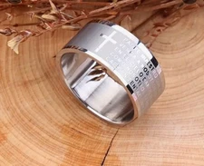 “Padre Nuestro” Silver Engraved Men's Ring. 11 Available at Time Of Writing