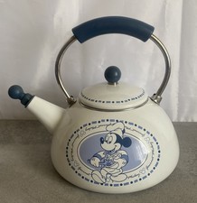 Disney Mickey Mouse Gourmet Mickey Blue & White Enamel Tea Kettle Disney Parks 